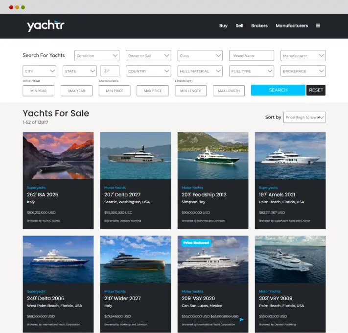 Yachtr.com Search Page